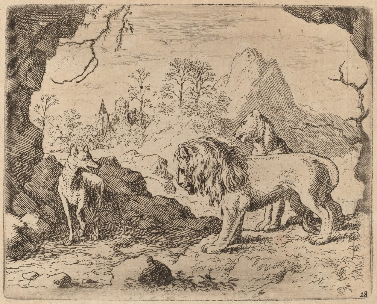 Reynard lovar att avslöja den dolda skatten, förmodligen ca. 16451656. av Allart van Everdingen
