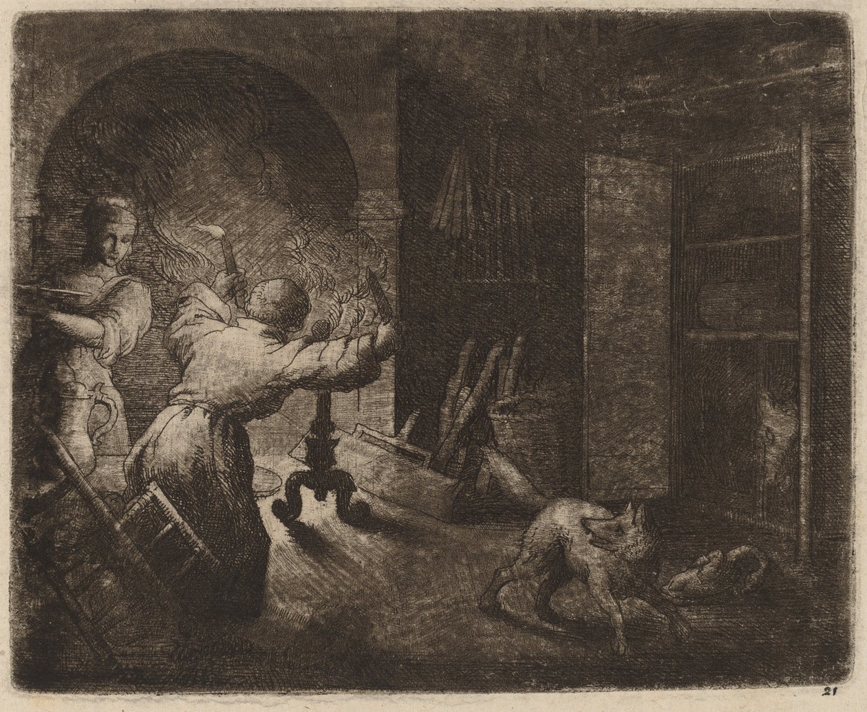 Reynard stjäl en kapong från pastorn, förmodligen ca. 16451656. av Allart van Everdingen