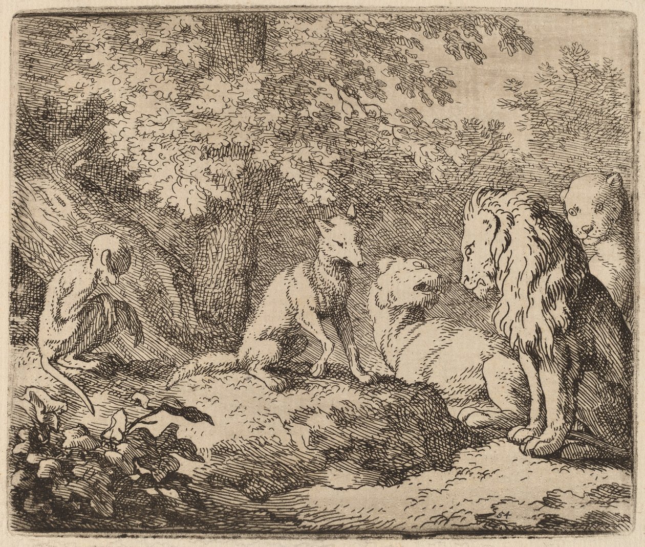Reynard berättar en historia om dolda skatter, förmodligen ca. 16451656. av Allart van Everdingen