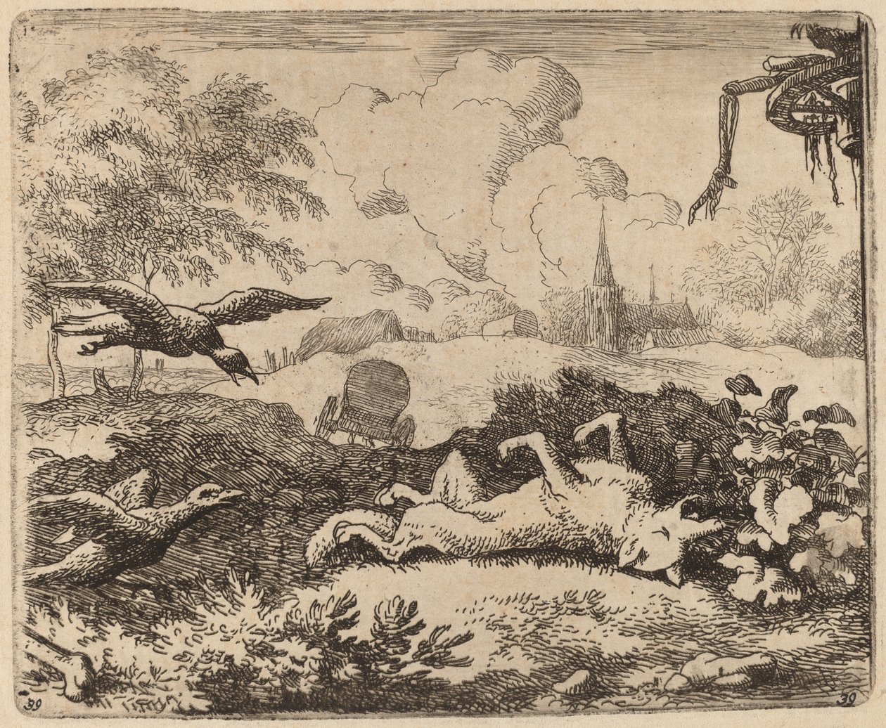 Reynard och kråkorna, förmodligen ca. 16451656. av Allart van Everdingen
