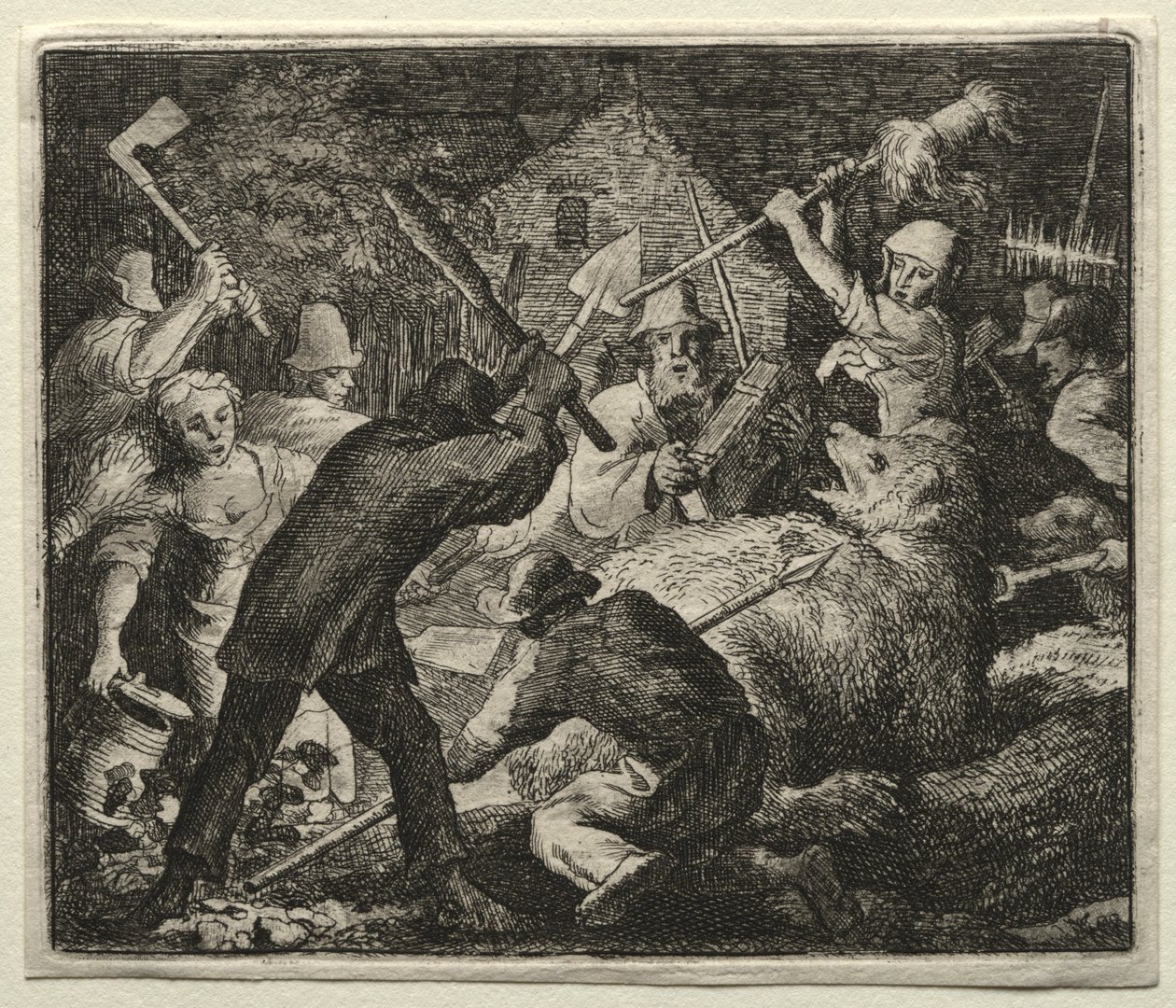 Reynard the Fox: Peasants Attack the Bear. av Allart van Everdingen