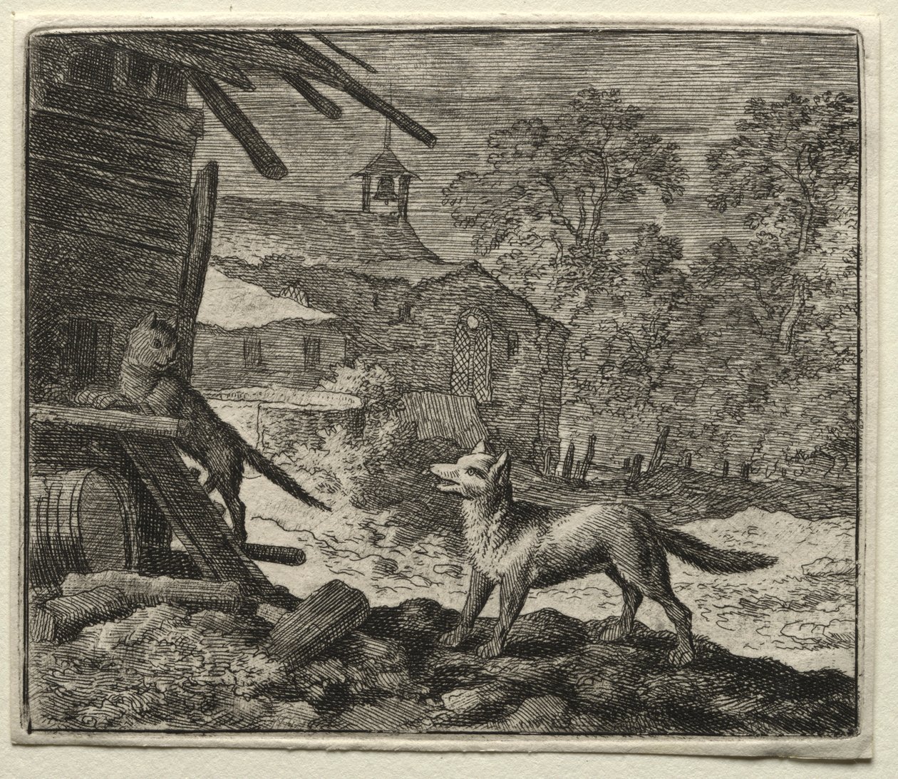 Reynard räven: Reynard bedrager katten. av Allart van Everdingen