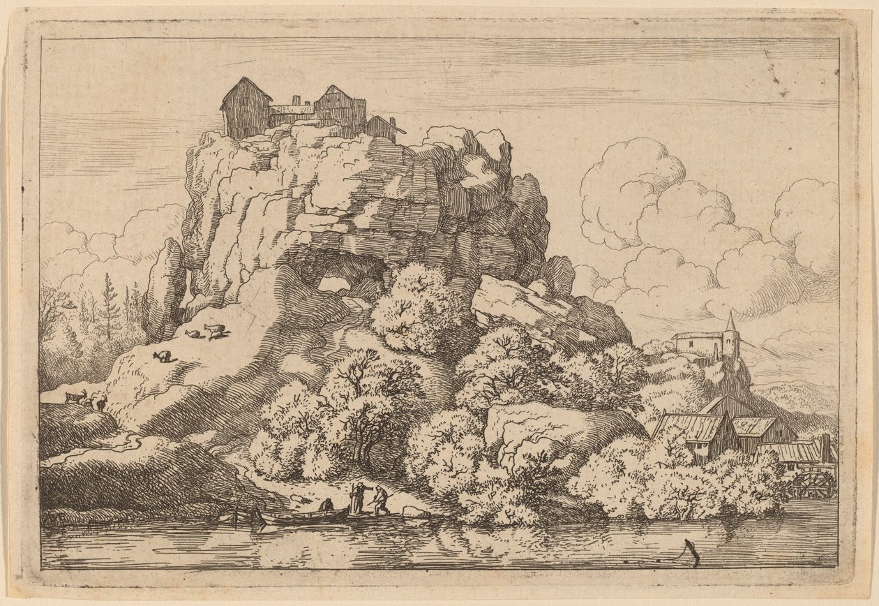 Flod vid foten av en hög klippa, troligen ca. 16451656. av Allart van Everdingen