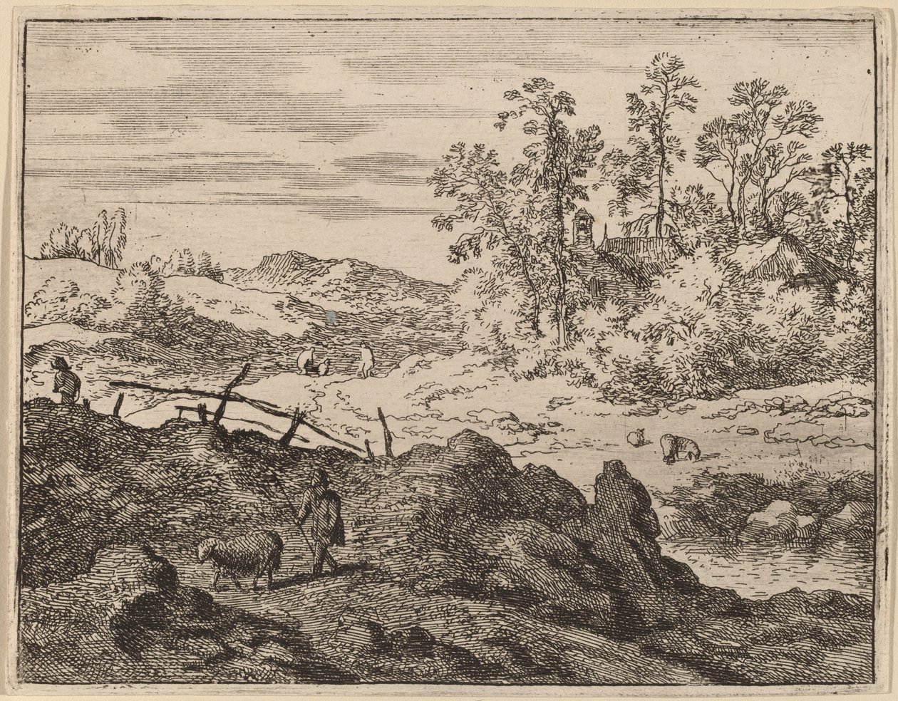 Herde med lamm, troligen ca. 16451656. av Allart van Everdingen