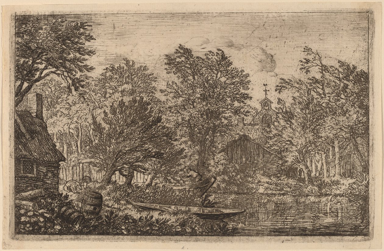 Skiff vid en flodbank, troligen ca. 16451656. av Allart van Everdingen