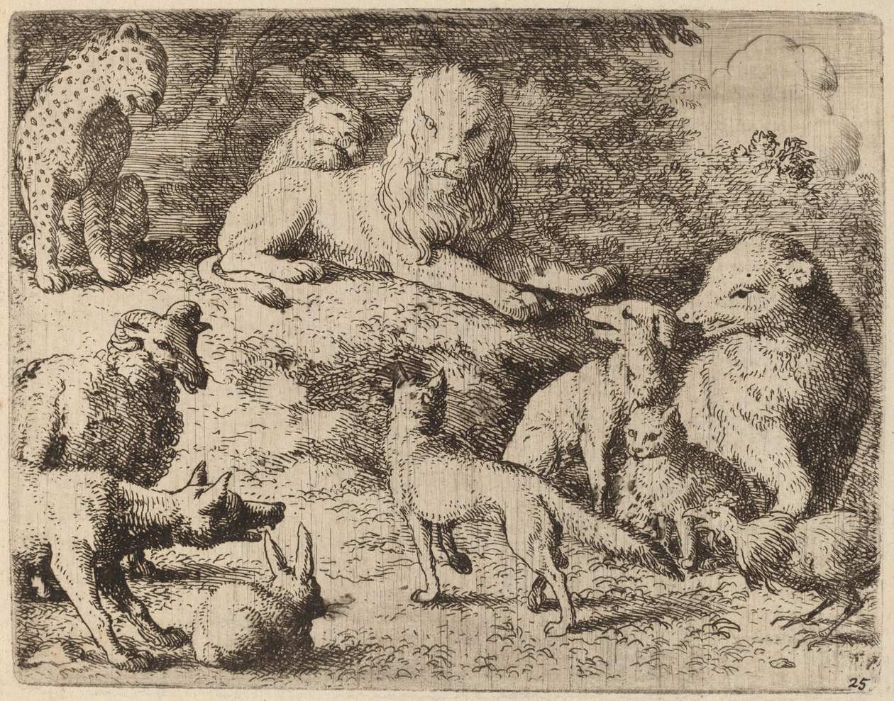Djuren presenterar sina anklagelser mot Reynard, förmodligen ca. 16451656. av Allart van Everdingen