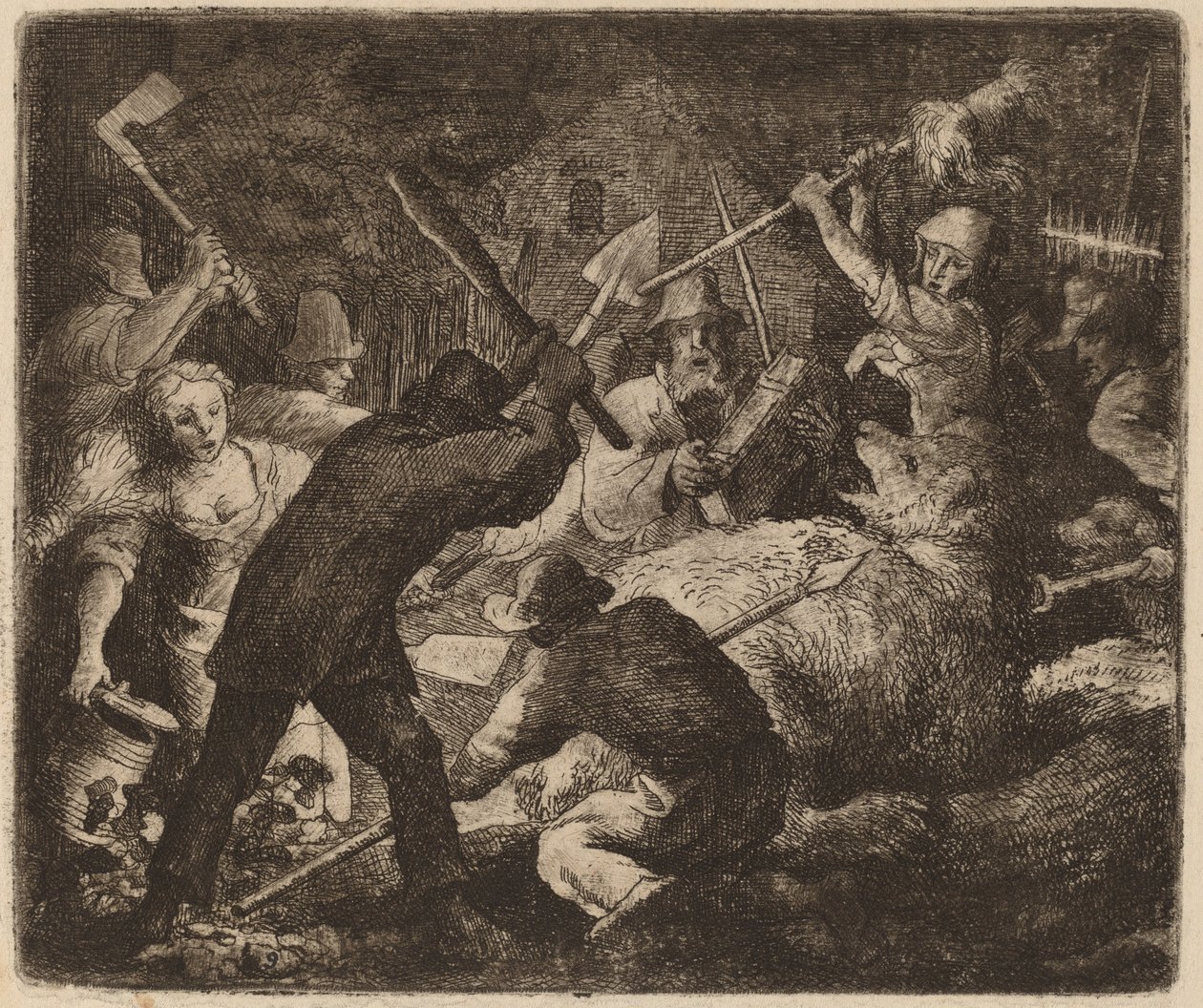 Björnen överfallen av bönderna, troligen ca. 16451656. av Allart van Everdingen