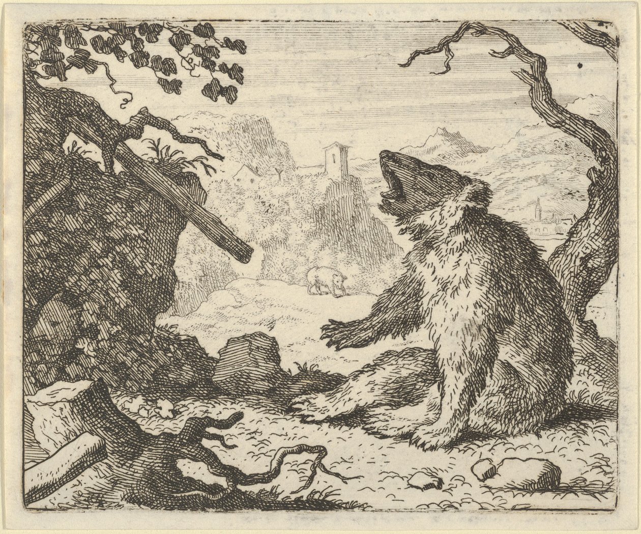 Björnen kallar Renard att framträda inför djurens råd, 1650-75. av Allart van Everdingen