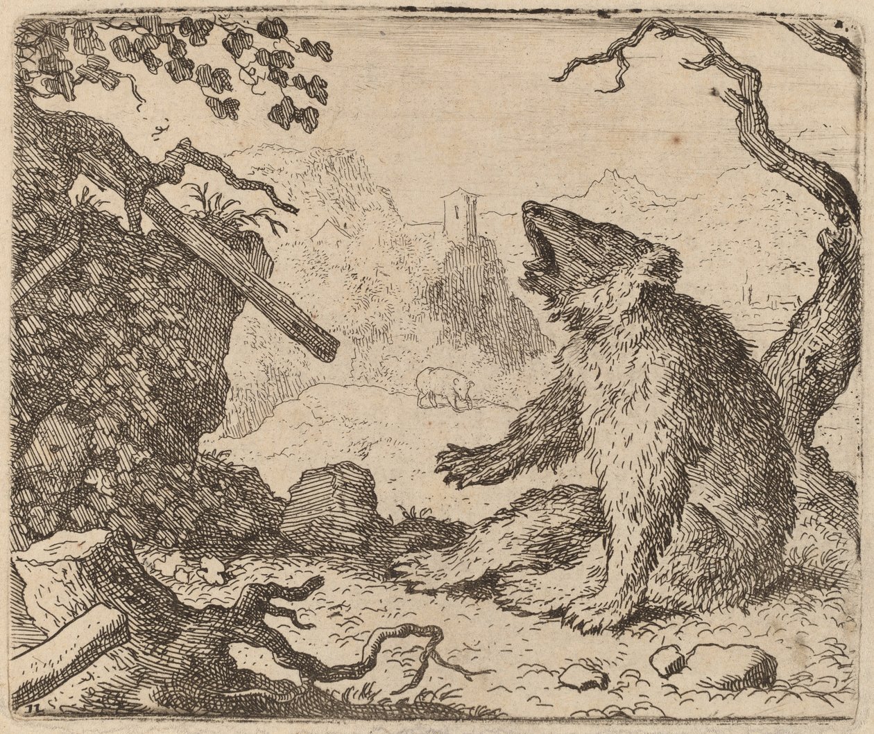 Björnen skickad som budbärare, förmodligen ca. 16451656. av Allart van Everdingen