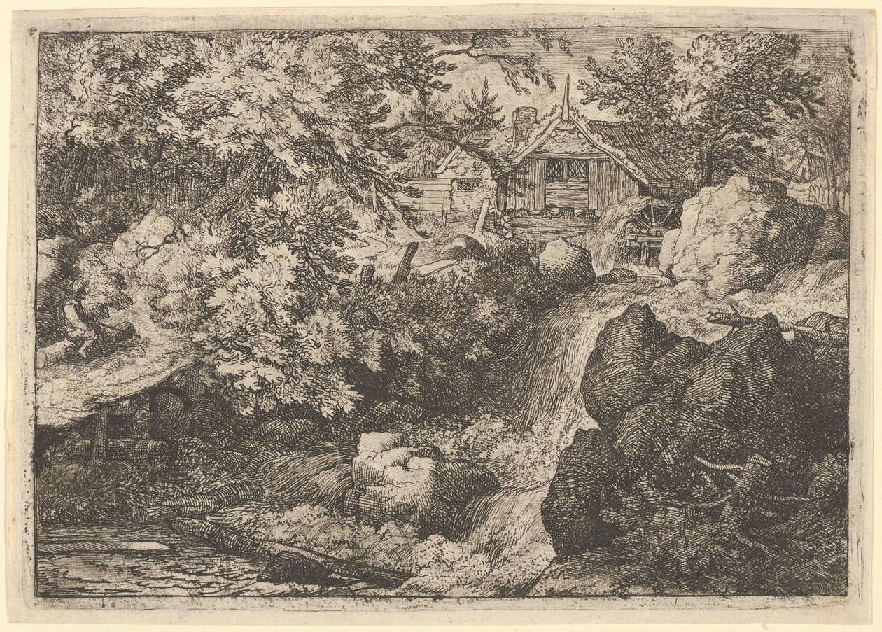 Kaskaden nära vattenkvarnen, 1600-talet. av Allart van Everdingen