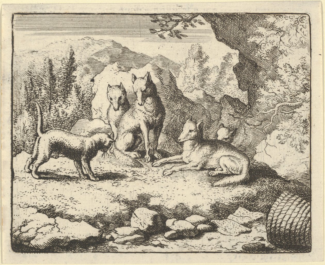 Katten kallar Renard att inställa sig inför Tribunalen, 1650-75. av Allart van Everdingen