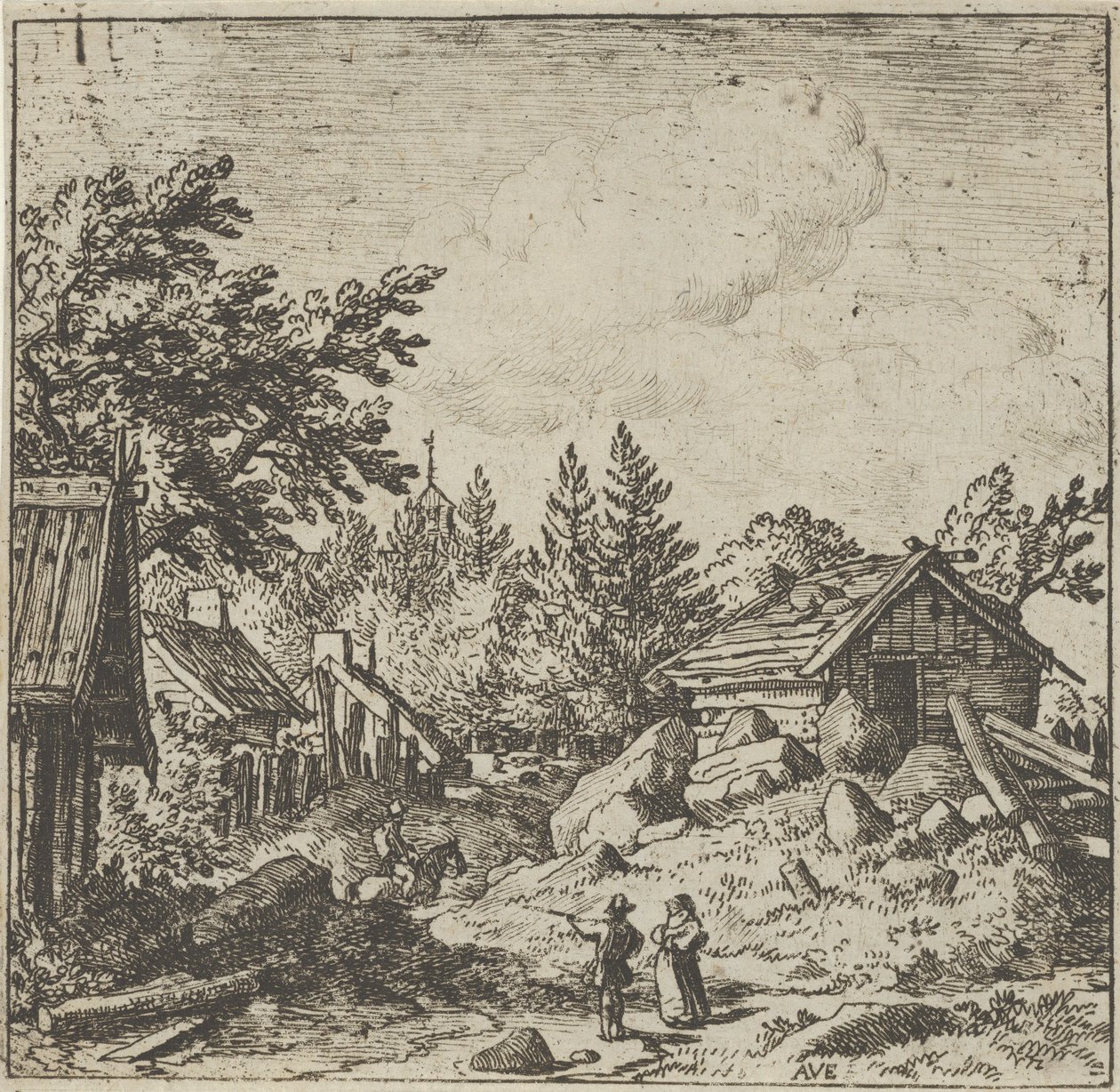 The Hamlet on the Monttainous Ground, 1600-talet. av Allart van Everdingen