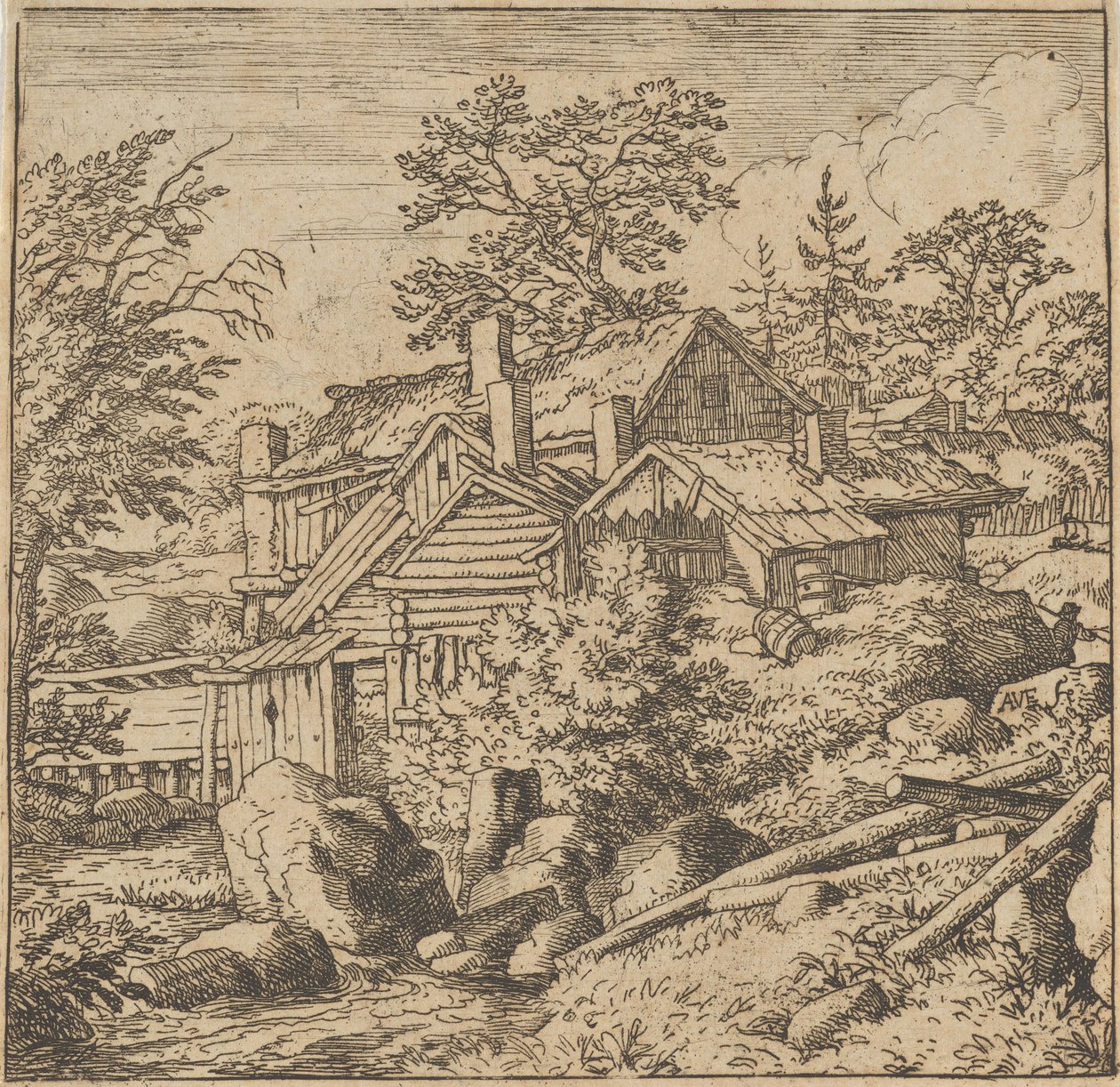 Hamlet på bergssidan, mitten av 1600-talet, mitten av 1600-talet. av Allart van Everdingen