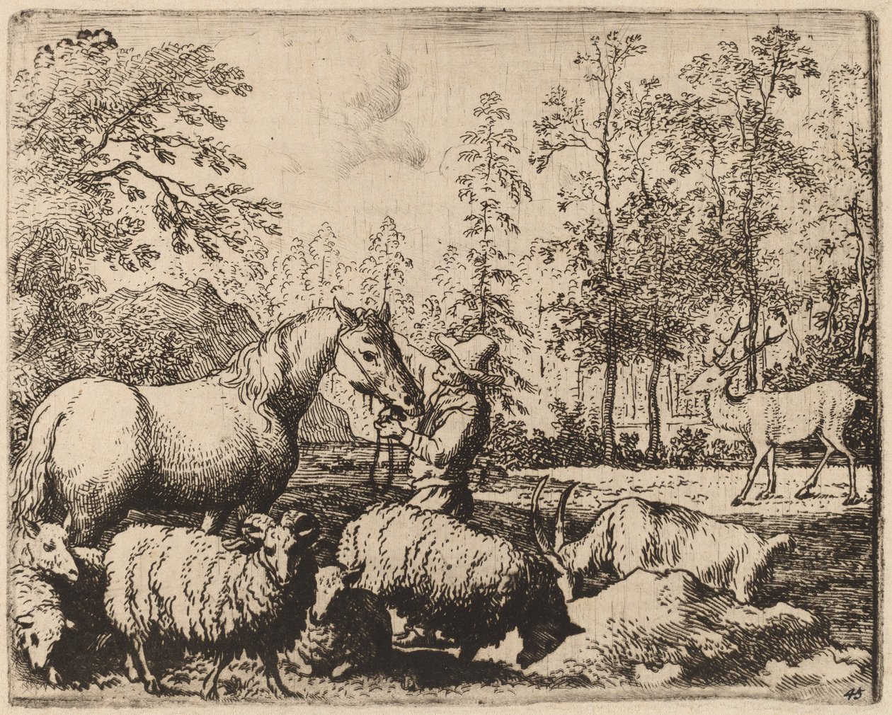 Hästen och hjorten, troligen ca. 16451656. av Allart van Everdingen
