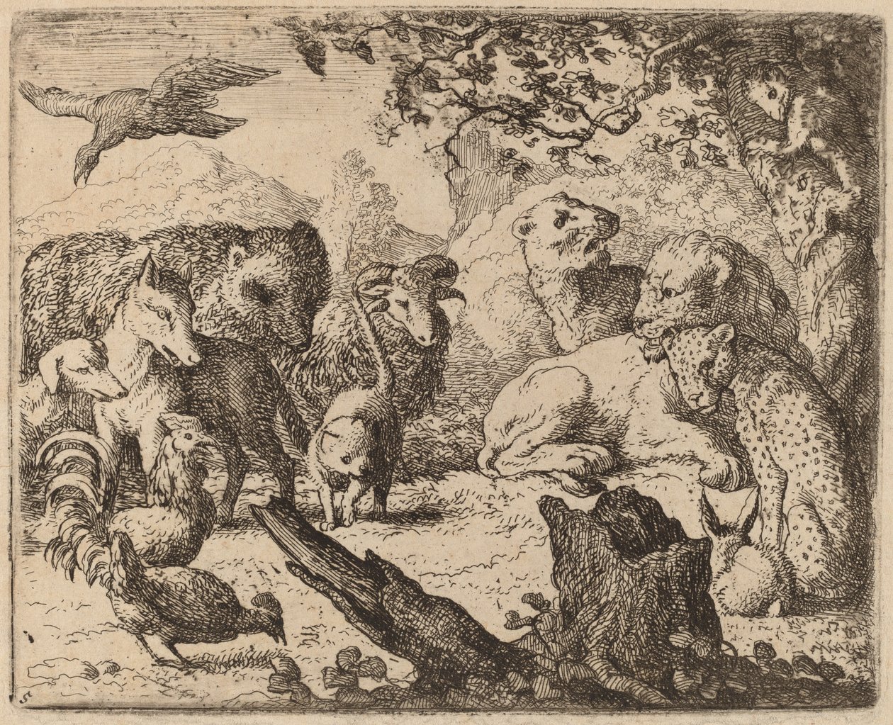 Lejonet tillkännager en fred, förmodligen ca. 16451656. av Allart van Everdingen