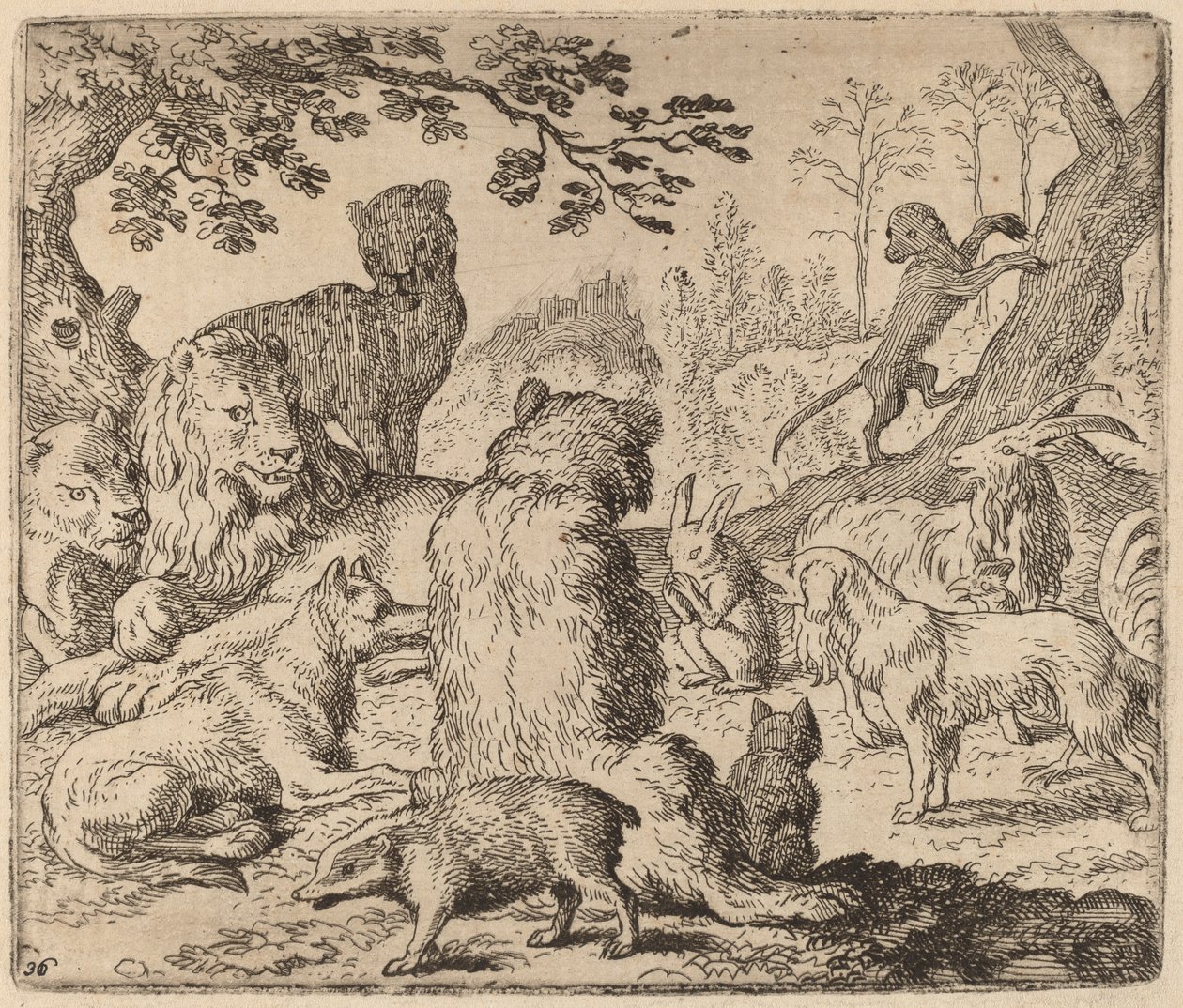 Lejonet beordrar ett massangrepp på Reynard, förmodligen ca. 16451656. av Allart van Everdingen
