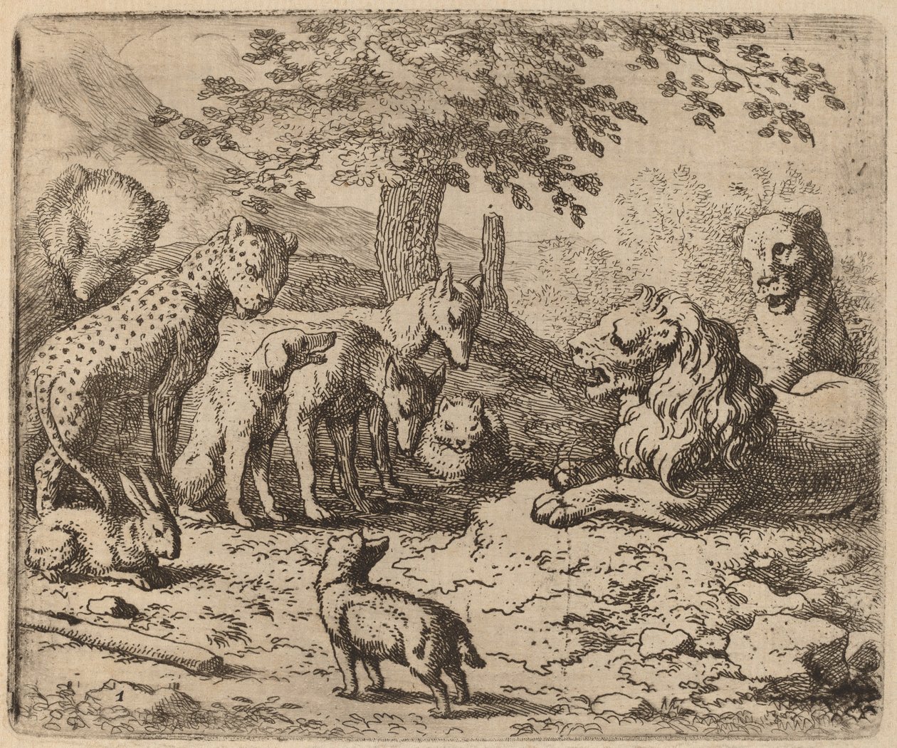 Lejonet söker råd, förmodligen c. 16451656. av Allart van Everdingen