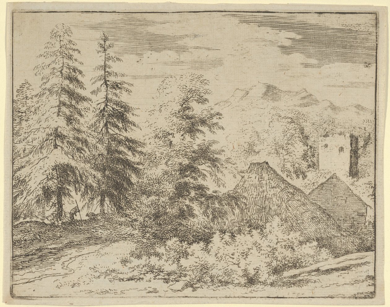 Mannen mellan de två granarna, 1600-talet. av Allart van Everdingen