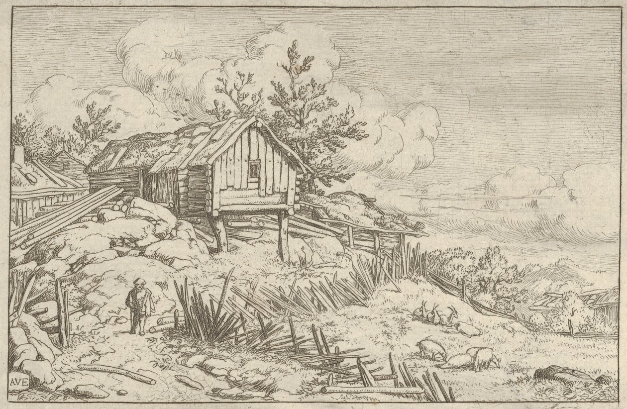 Mannen nära ingången till den ruinösa häcken, 1600-talet. av Allart van Everdingen