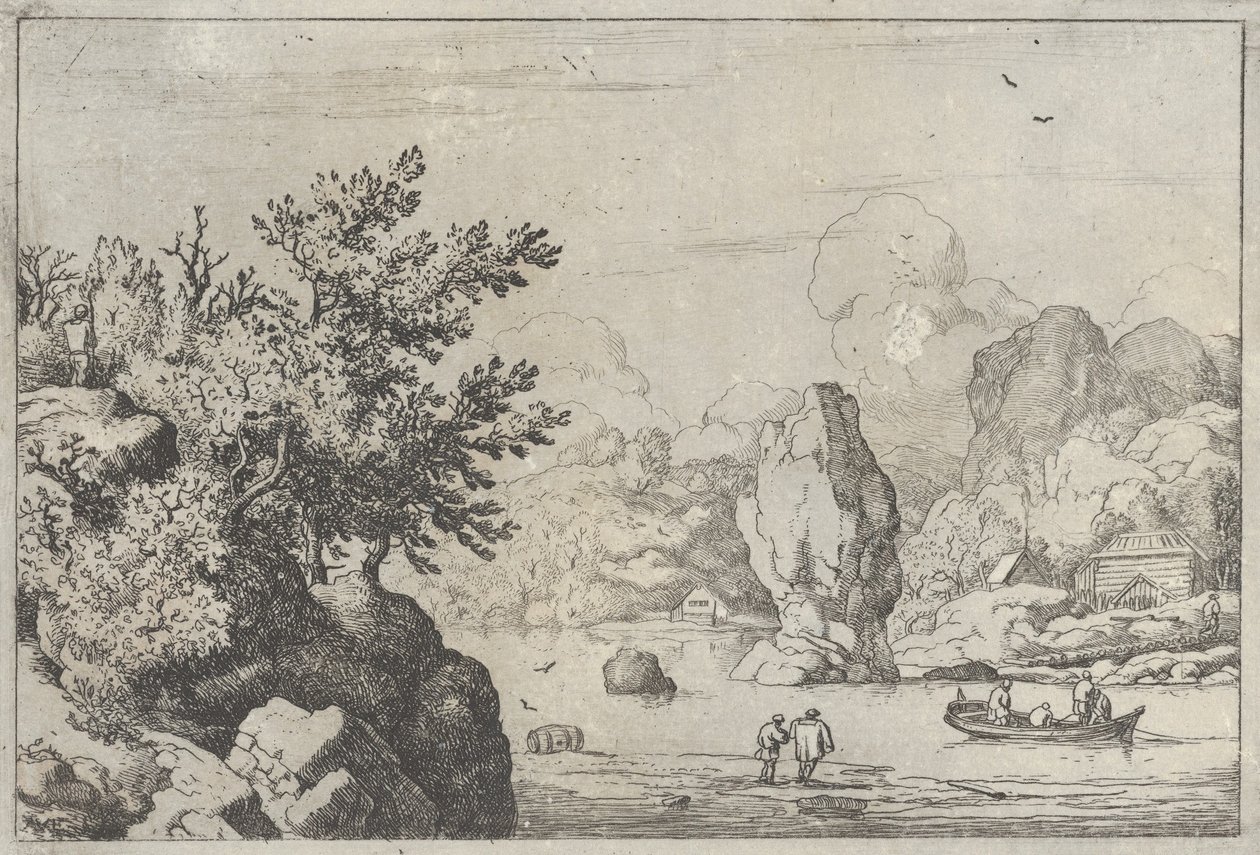 Klippan mitt i floden, 1600-talet., 1600-talet. av Allart van Everdingen