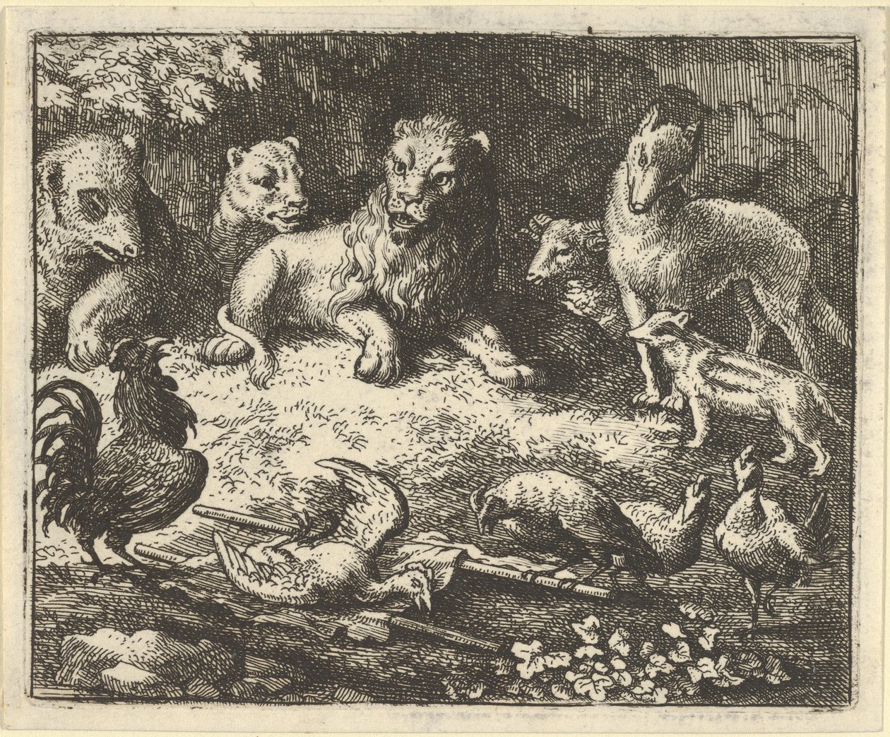 Tuppen anklagar Renard för att ha mördat sin kyckling, 1650-75. av Allart van Everdingen