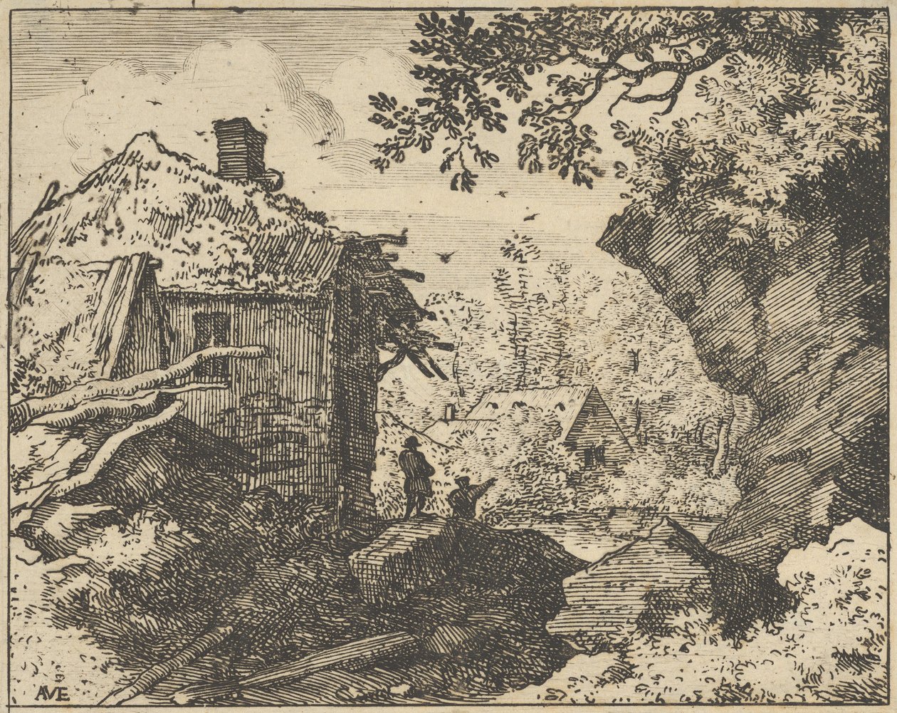 Halmkojan sedd bakifrån, 1600-talet. av Allart van Everdingen
