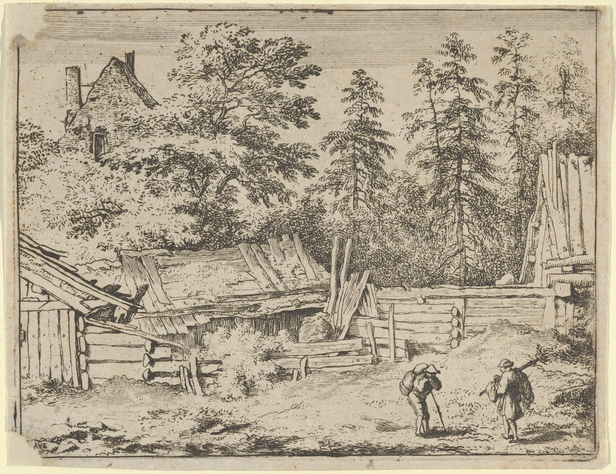 De tre stugorna, 1600-talet. av Allart van Everdingen