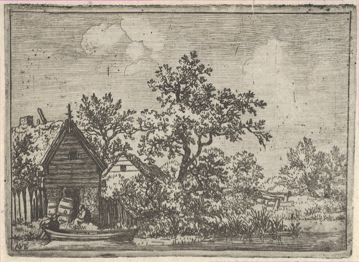 The Two Barrels before a Hut, 1600-talet. av Allart van Everdingen