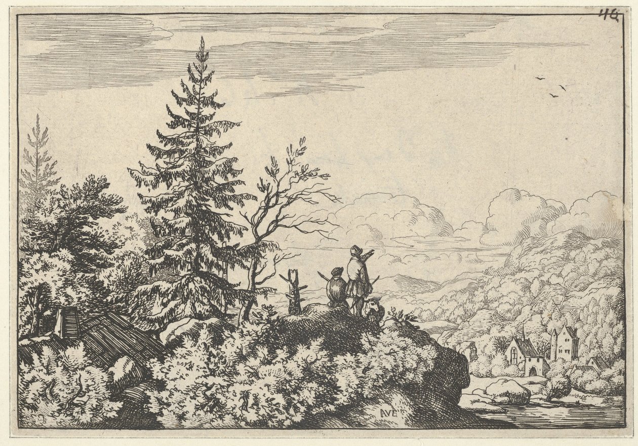 De två männen på kullen, 1600-talet. av Allart van Everdingen