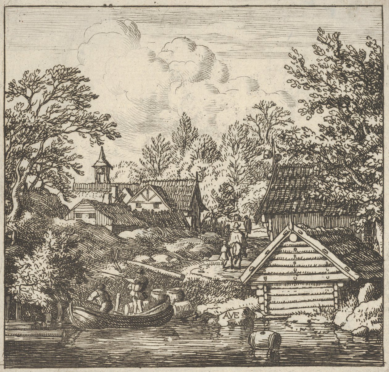 The Lossing of the Barge, 1600-talet. av Allart van Everdingen