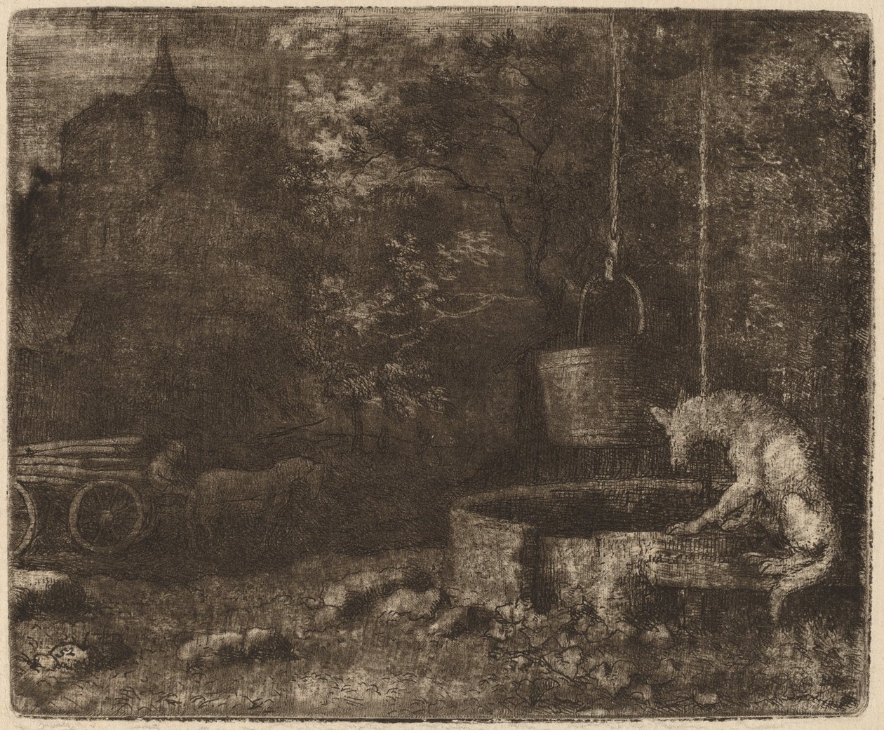 Vargen och brunnen, förmodligen ca. 16451656. av Allart van Everdingen