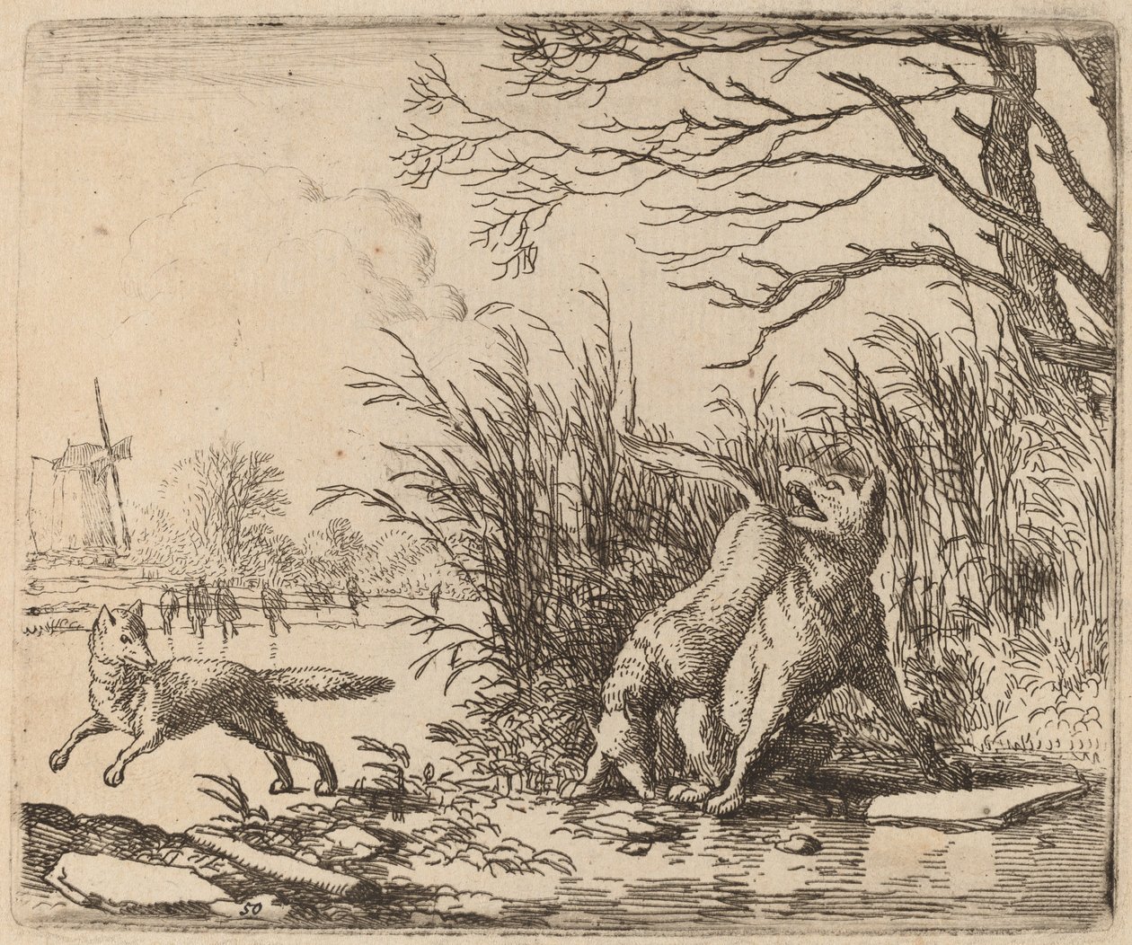The Wolves on the Ice, förmodligen ca. 16451656. av Allart van Everdingen