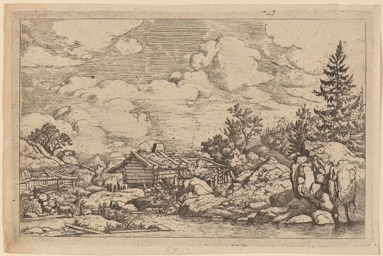 Tre getter vid floden, troligen ca. 16451656. av Allart van Everdingen