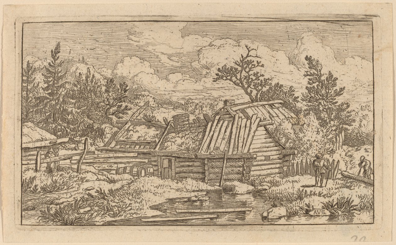 Två balkar som flyter i vattnet, troligen ca. 16451656. av Allart van Everdingen