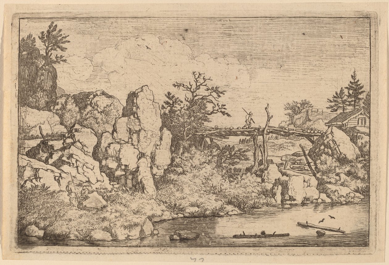Två stockar i vattnet, troligen ca. 16451656. av Allart van Everdingen