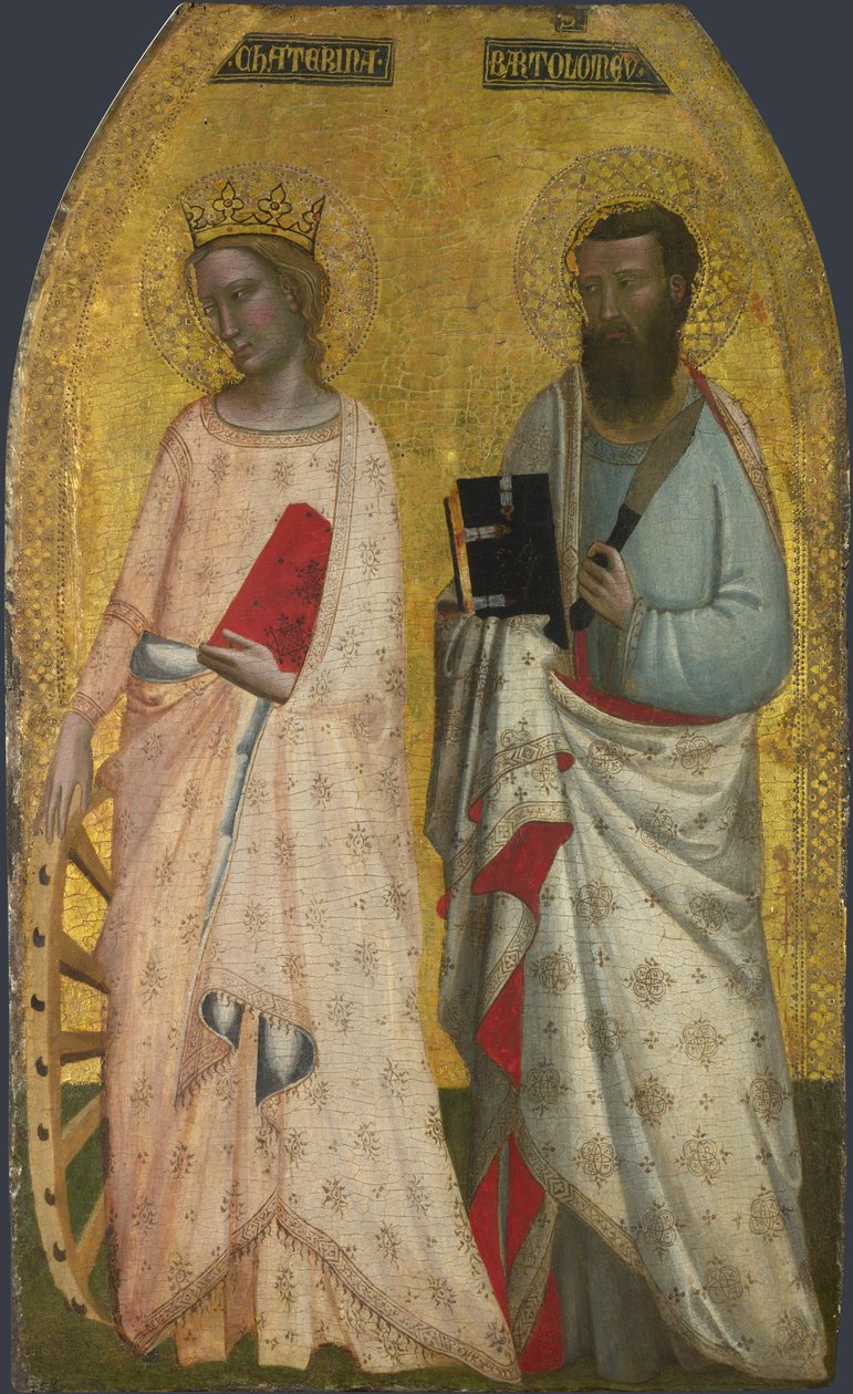 Saints Catherine och Bartholomew, ca 1350 av Allegretto Nuzi