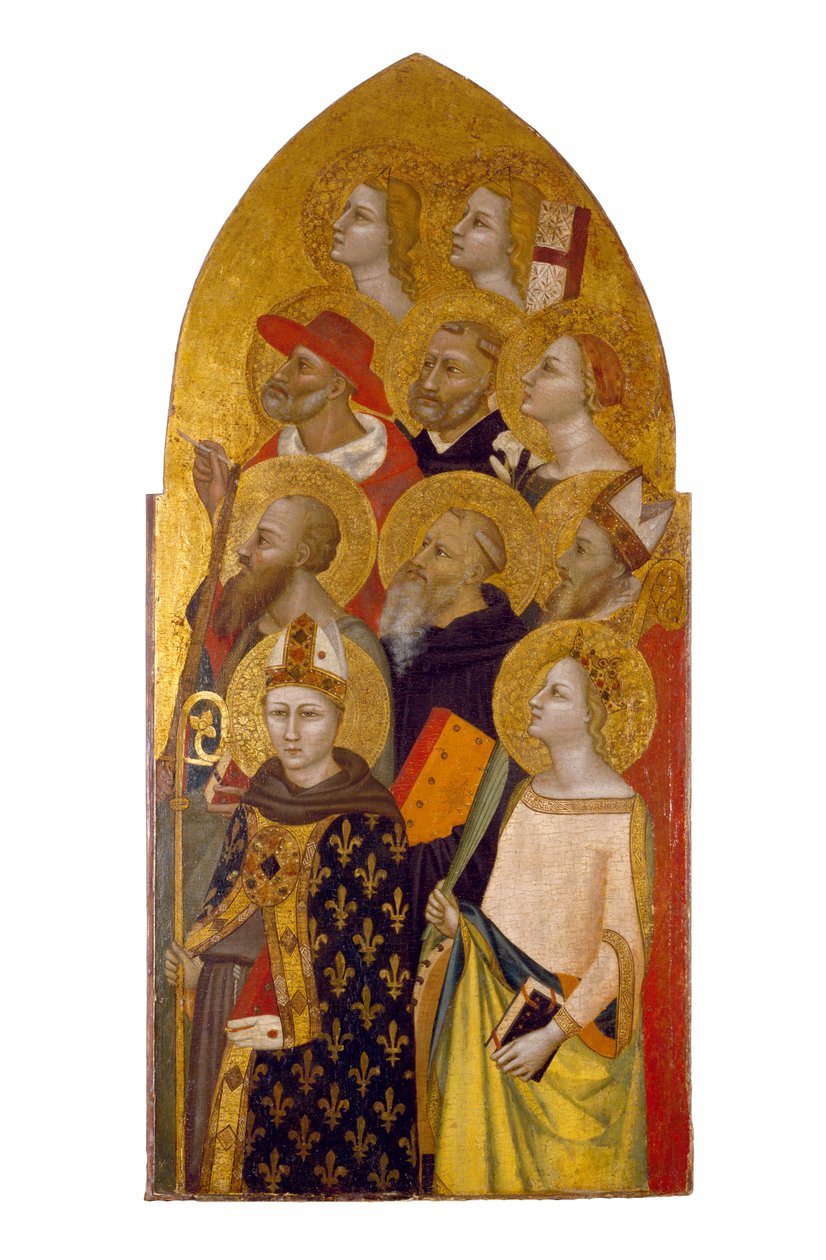 Saints and Angels, ca 1360-70 (tempera och bladguld på panel) av Allegretto Nuzi