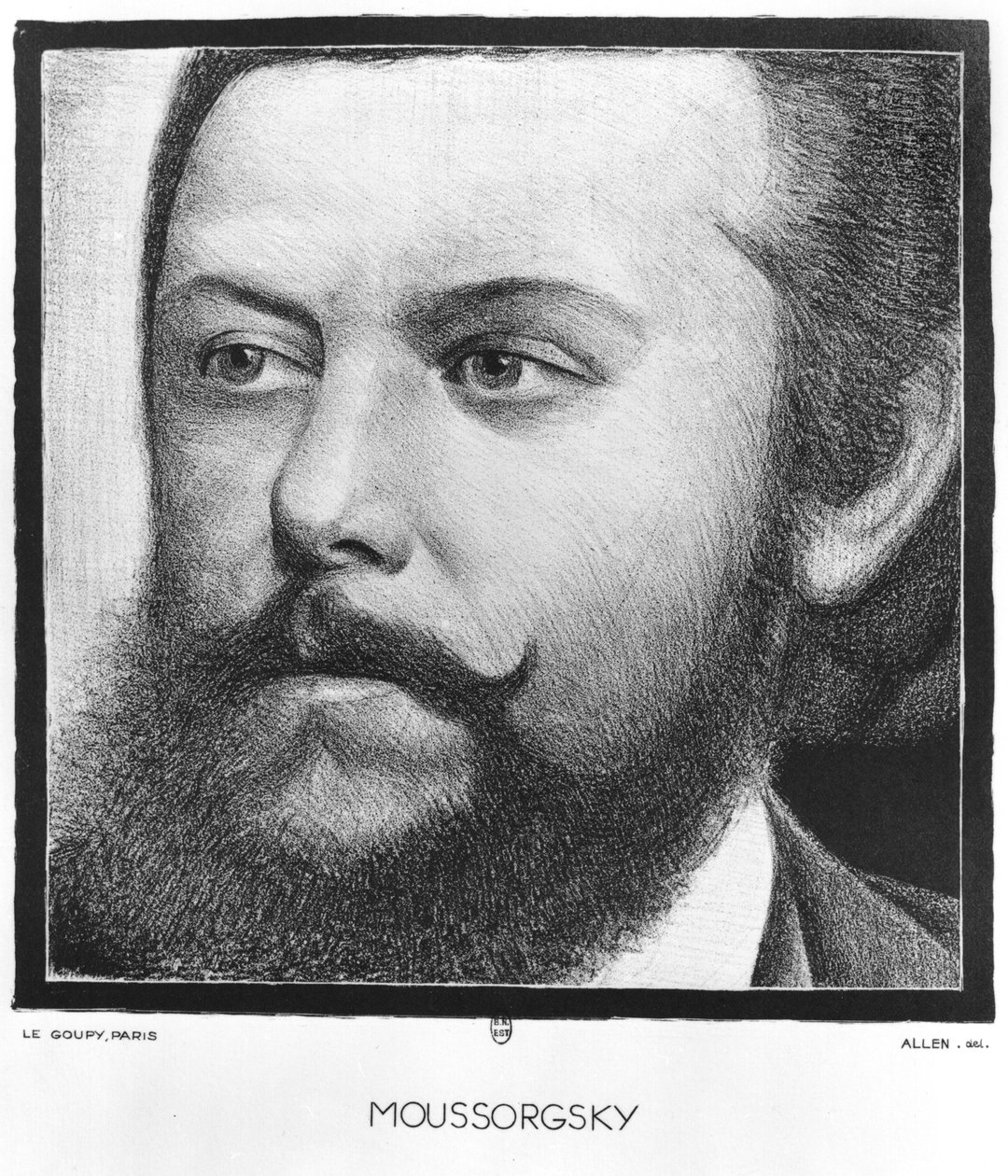 Porträtt av Modest Petrovitj Moussorgskij (1839-81) av Allen