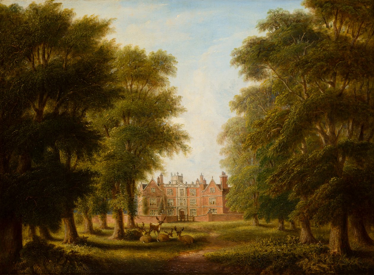 A View of Castle Bromwich Hall, ca 1844-82 (olja på duk) av Allen Edward Everitt