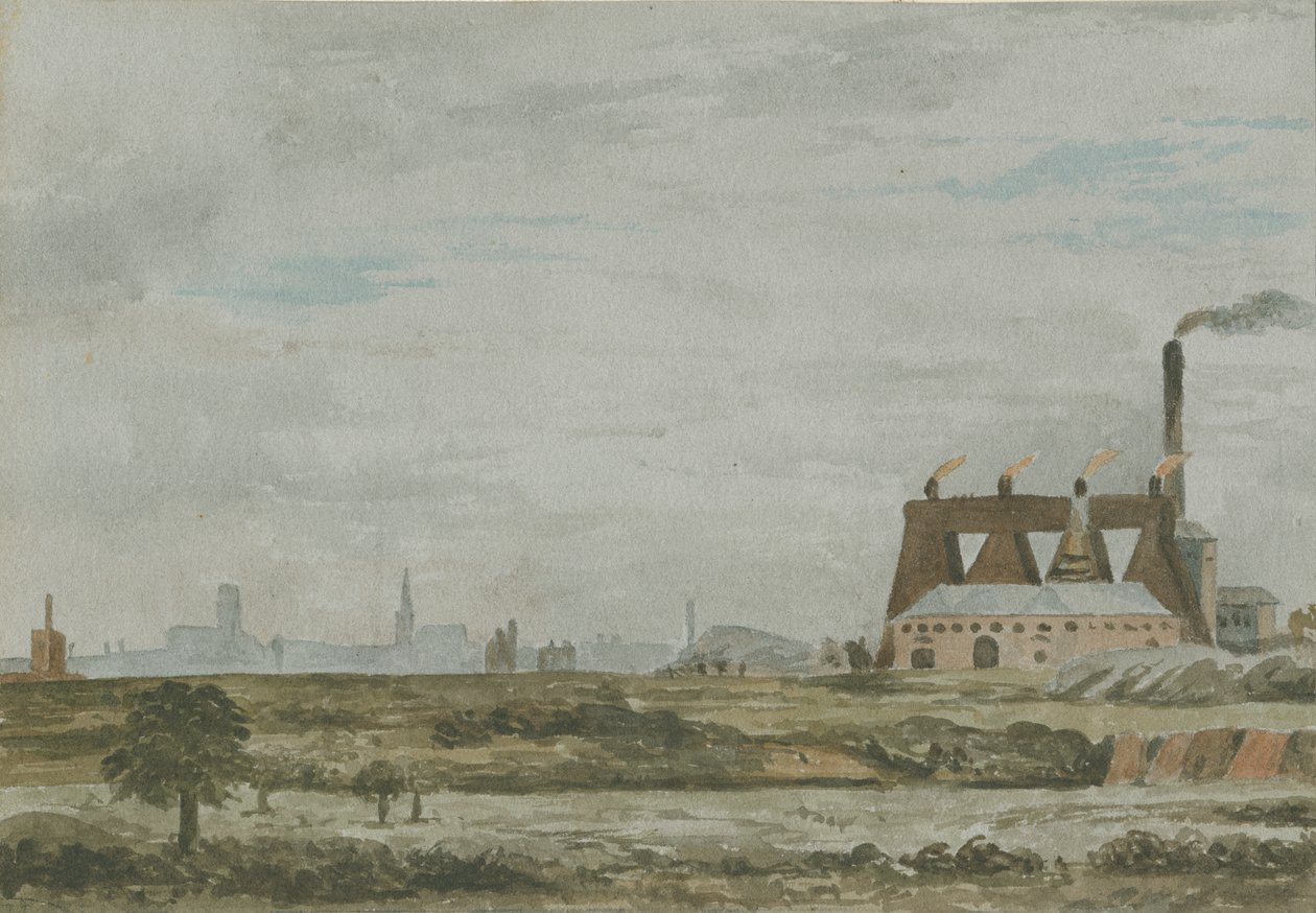 Wolverhampton - South View: akvarellmålning, och [c 1830] av Allen Edward Everitt