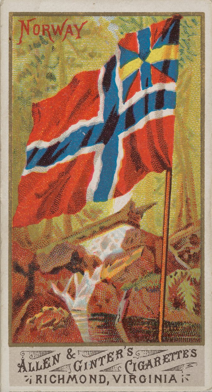 Norge, från Flags of All Nations, Series 1 N9 for Allen & Ginter Cigarettes Brands, 1887. av Allen and Ginter