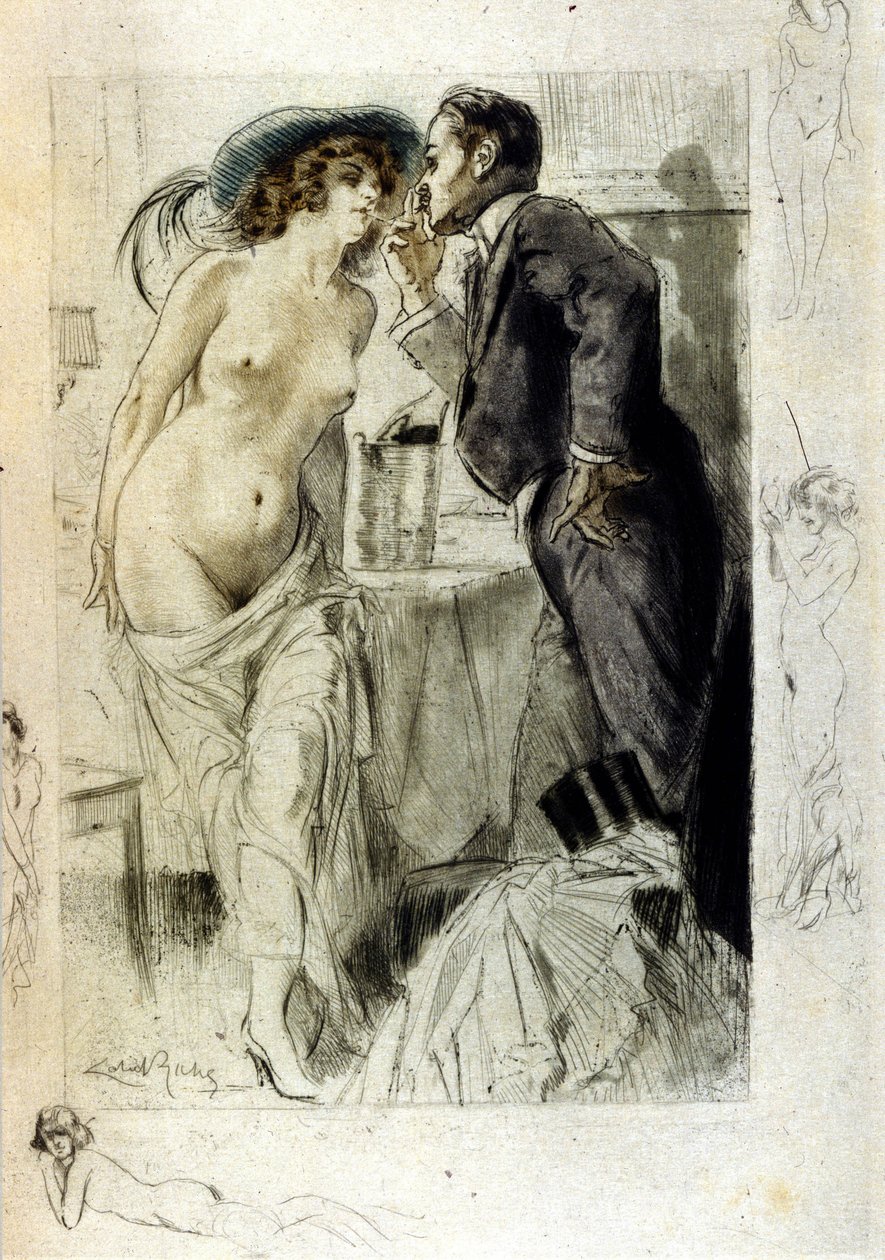 Illustration av Almery Lobel-Riche (Lobel Riche) (1880-1950) från 1926 för "Le journal d