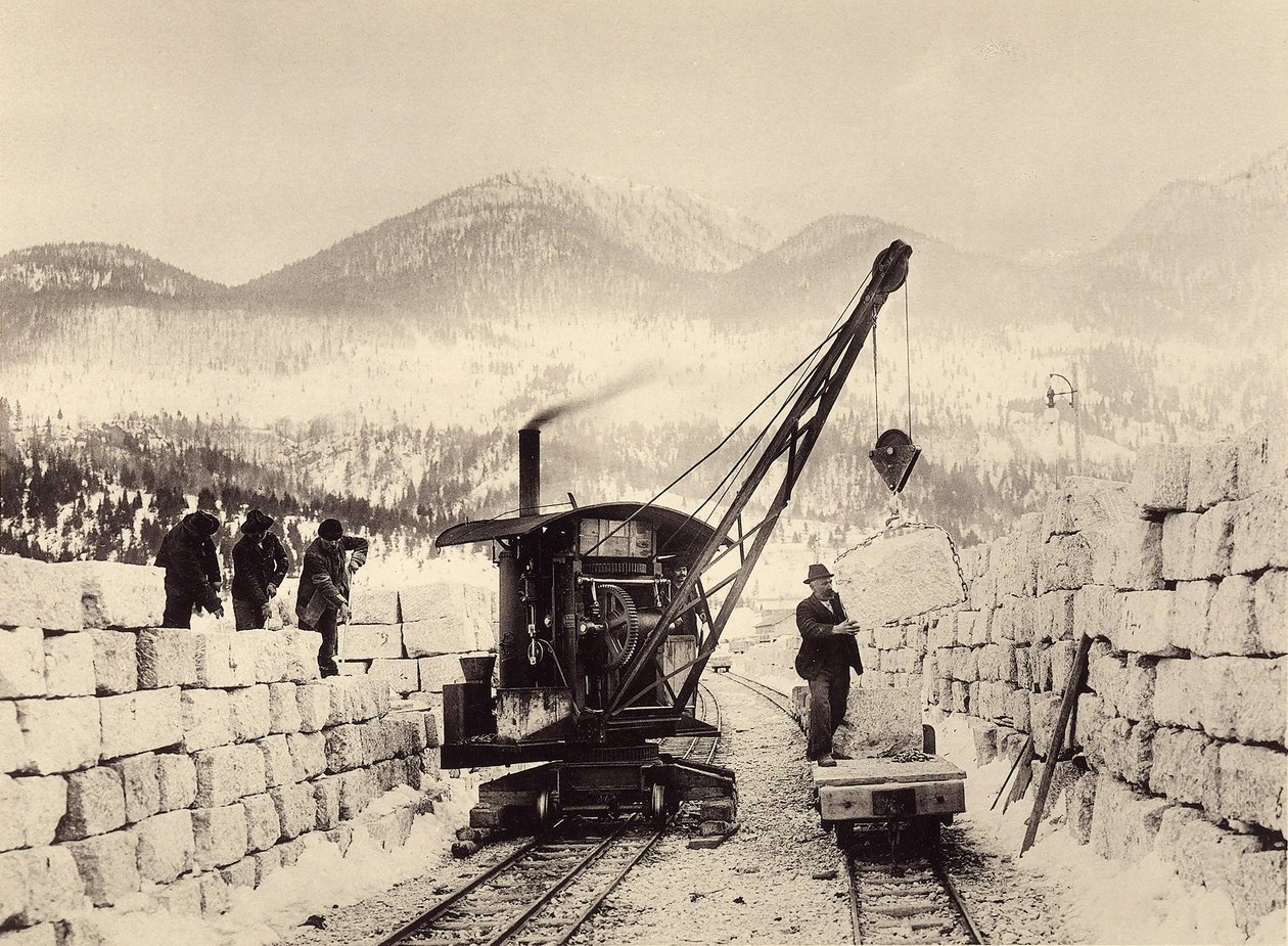Byggandet av Worcheiner-tunnlarna, påbörjat 1897. foto 1905 (foto) av Alois Beer