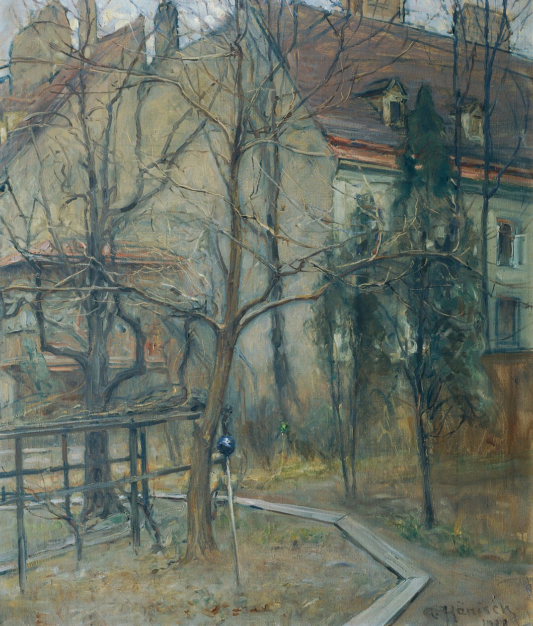 Molnig vinterdag (vy från mitt studiofönster) av Alois Hänisch