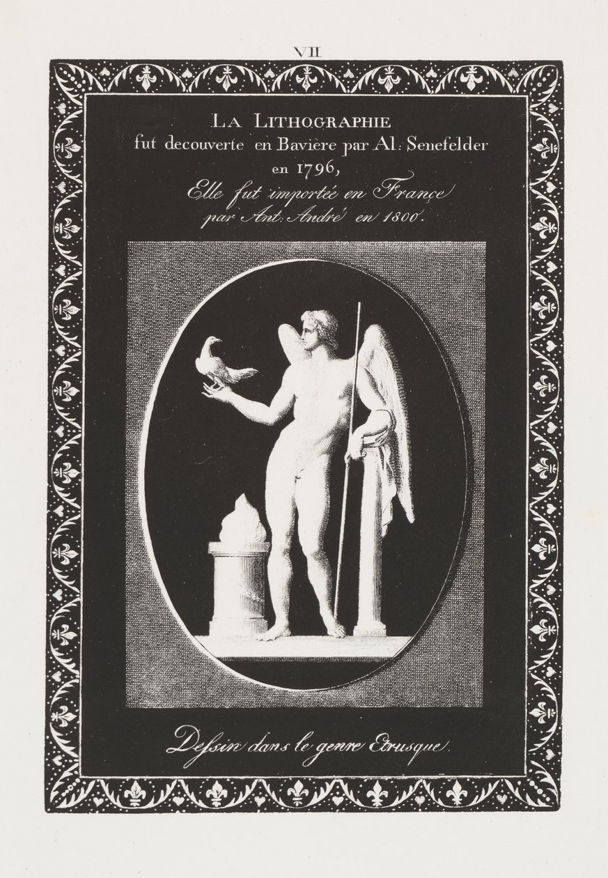 Litografins konst: Dedikationsblad, tavla VII av Alois Senefelder