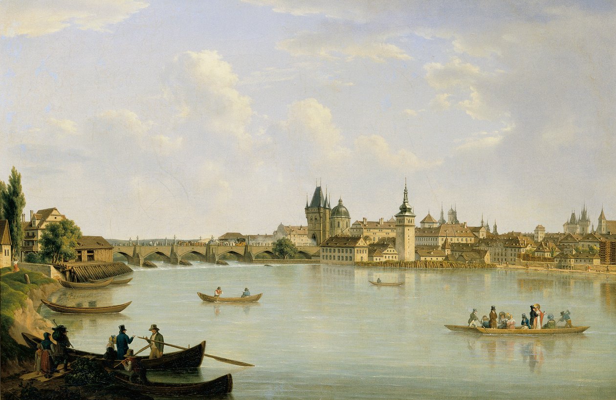 Utsikt över Prag med Moldaubron (Charles Bridge) av Alois von Saar
