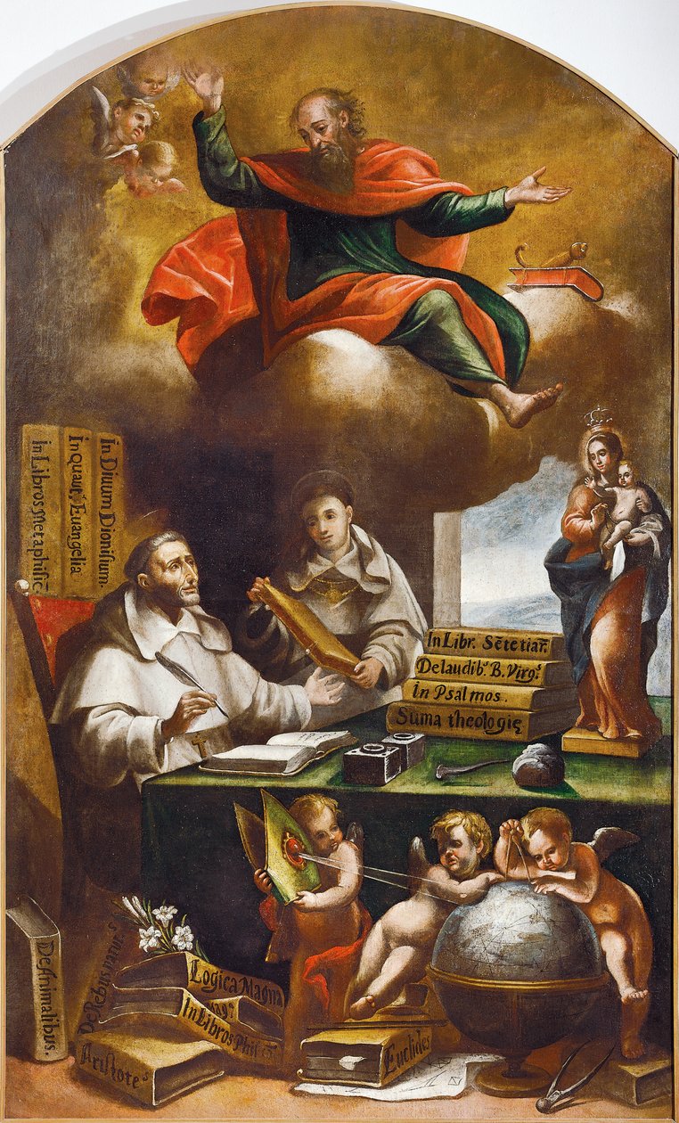 Den helige Paulus visar sig för den helige Albert den store och den helige Thomas av Aquino, av Alonso Antonio Villamor (1661-1729). Klostret San Esteban, Salamanca. av Alonso Antonio Villamor