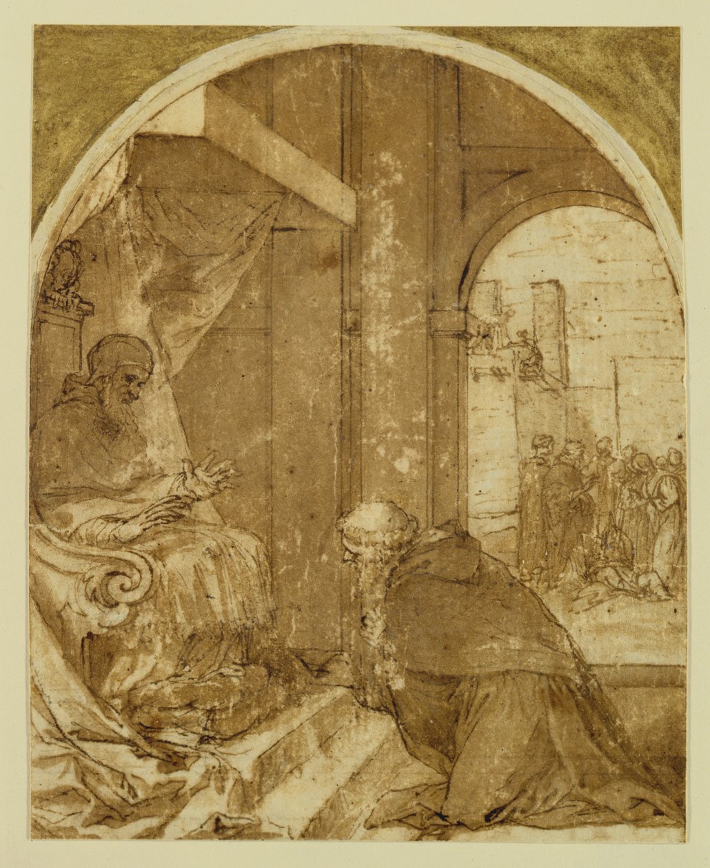 Paying Homage (penna & bläck & tvätt på papper) av Alonso Cano
