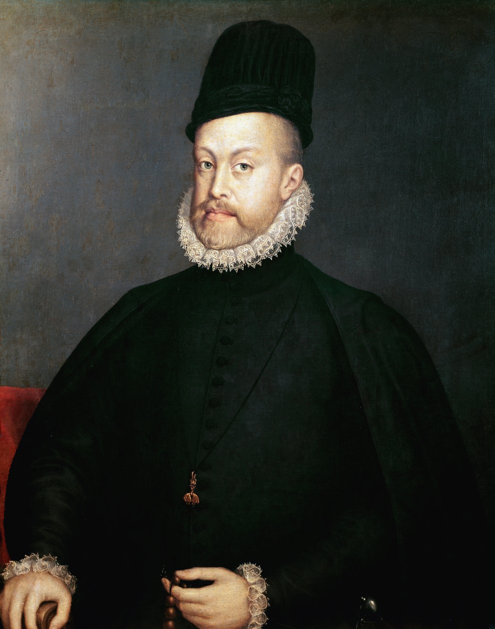 Porträtt av Filip II, kung av Spanien (målning, ca 1580) av Alonso Sánchez Coello
