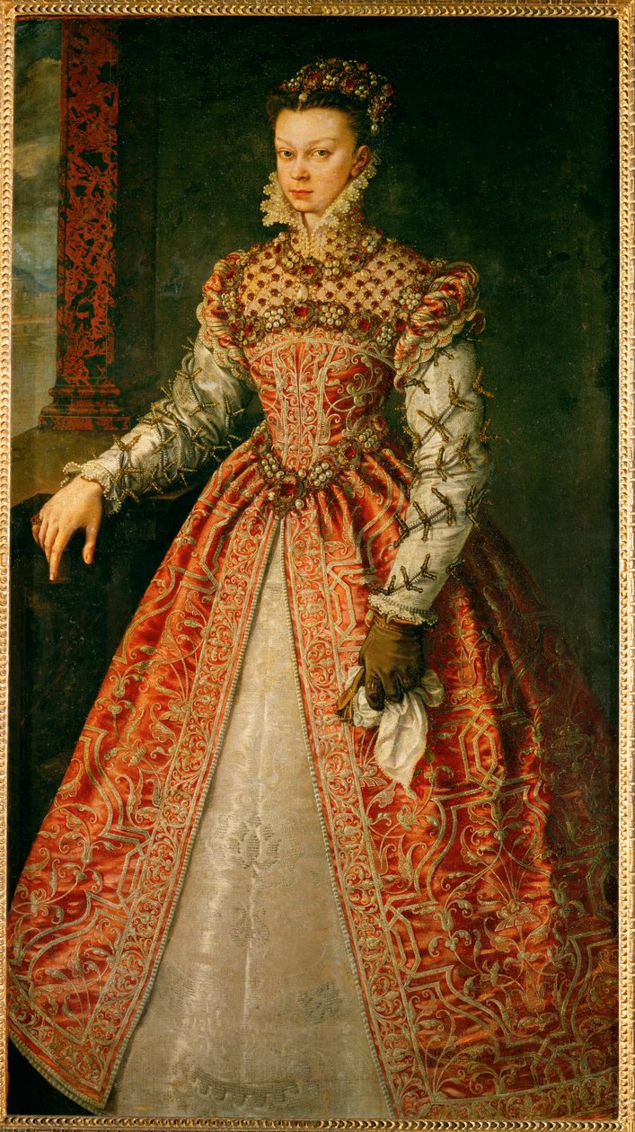 Elisabeth av Valois, dotter till Henri II och Katarina av Medicis ... (målning på duk) av Alonso Sánchez Coello